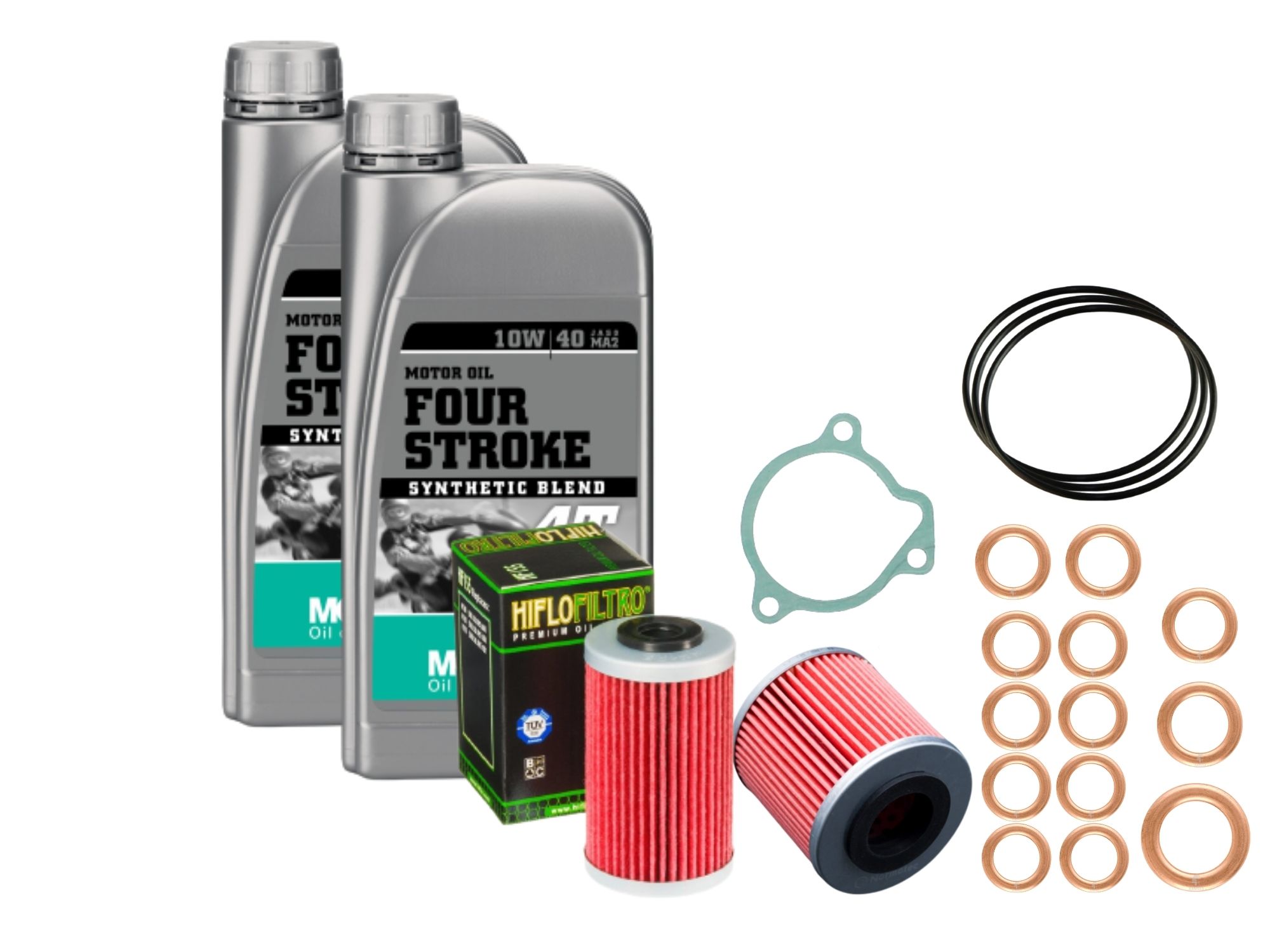 Oil change kit suitable for KTM 400 620 LC4 SC SXC Microfilter Motorex 10W/40